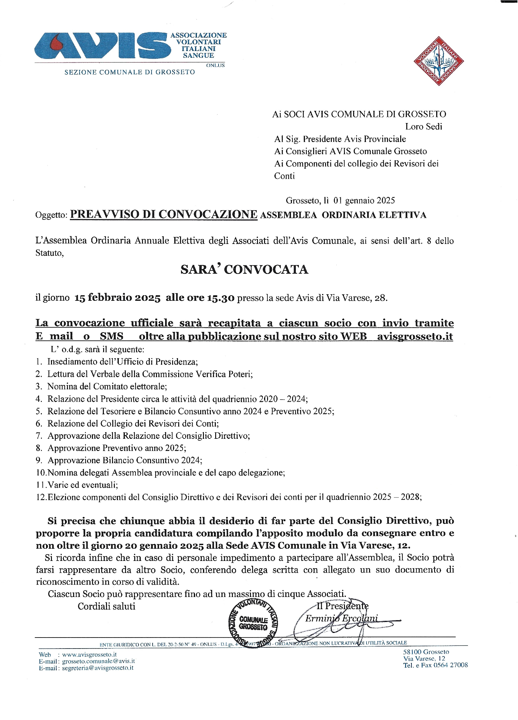 PreConvocazione assemblea ordinaria ed elettiva degli associati 2025